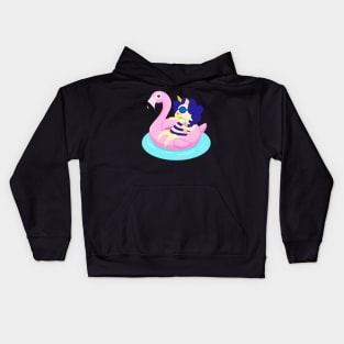 Unicorn with Flamingo Pool Float print Kids Hoodie